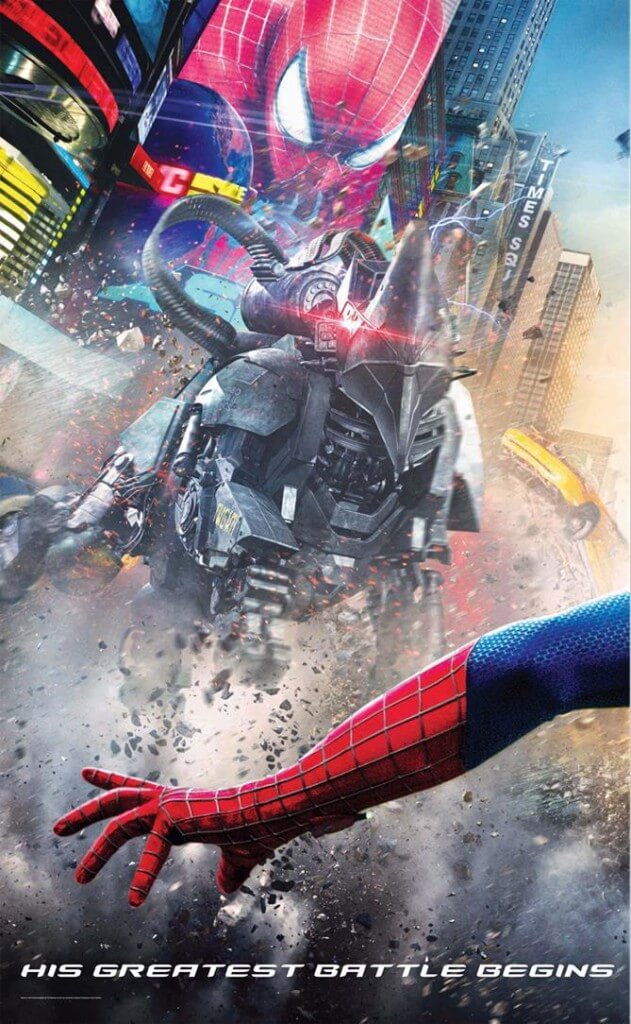 amazing spider-man 2 tryptic poster rhino