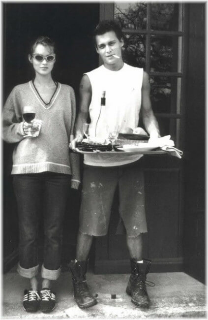 johnny depp & kate moss rare photo