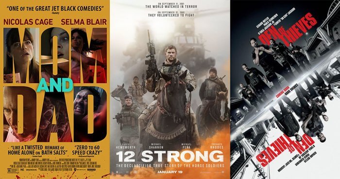 In Theaters: Movies in theaters January 19, 2018 include 12 Strong, Mom and Dad, and Den of Thieves
